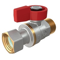 Кран Giacomini шаровой 1/2"M x 1/2"гайка - красн. рук., с нар. резьбой для котлов и счетчиков