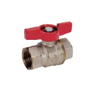 Кран шаровой полнопроходной DADO 3/4" B-В, тяжелая модель, никелированный, ручка - бабочка красная