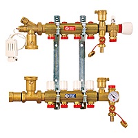 Сборный узел 1"x18/4, состоящий из: пары коллекторов R553-S - R553V, 2 держателей R588L, 1 Т-образного фитинга R557А, 1 Т-образного фитинга 1" для термостатического клапана, 1 термостата R462L, 1 концовка R557N с R608 и R88I (R554A), 1 дифференциального к