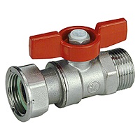 Кран шаровой 3/4"x3/4" В-Н с отводом с накидной гайкой для счетчиков, нехромированный с рукояткой бабочка