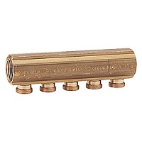 Коллектор распределительный латунный 1 1/4"x18/6, DN20 - DN32, с отводами с наружной резьбой