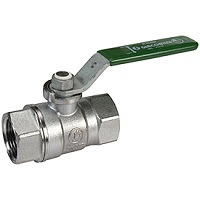 Кран шаровой со стандартным проходом, 3/4", с зеленой рычажной рукояткой, хромированный, с низким содержанием свинца, для питьевой воды