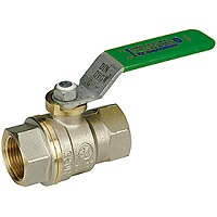Кран шаровой полнопроходной с шаром DADO 1 1/4", для питьевой воды, усиленная модель, резьба внутренняя/внутренняя, никелированный, ручка - рычаг зеленый