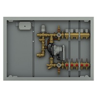 Коллектор pаспределительный 1"x18/9, с узлом смешения для низкотемпературных систем с фиксированным значением температуры, термостатический контроль, 3-х скоростной циркуляционный насос, предохтельный термостат K373, узел наполнения и слива, выпуск воздух
