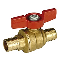 Кран шаровой Giacoqest 3/4" для обжимного соединения, ручка-бабочка красная