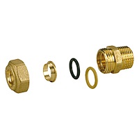 Фитинг с наружной резьбой 3/8"x12, конусное соединение, двойная кольцевая прокладка, для медных труб