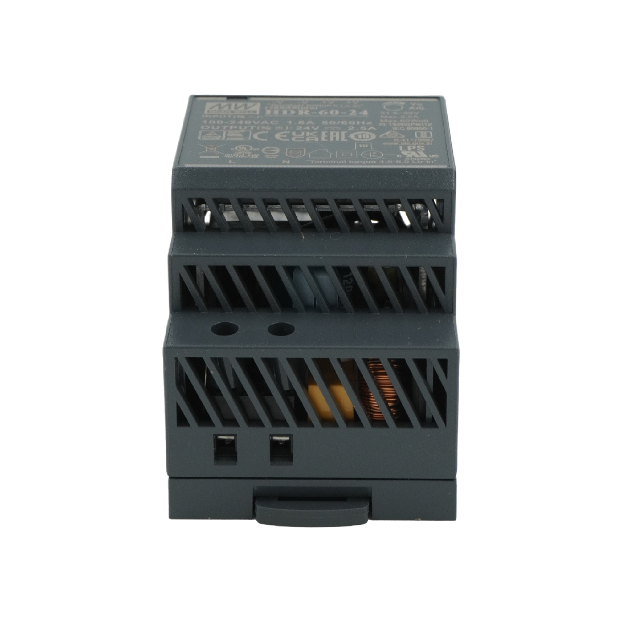 Компактный блок питания  с креплением на DIN–рейку, выходное напряжение 24В, максимальная выходная мощность 60 Вт