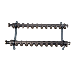 Коллекторная группа, ELSEN, 1", 12 контуров, размер отвода-3/4", PN, бар-6, T°C -от 0 до +90, без вентилей и расходомеров, нержавеющая сталь