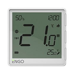 Беспроводной терморегулятор, белый, с модулем Zigbee, с аккумулятором, со встроенным датчиком влажности, с возможностью подключения датчика пола