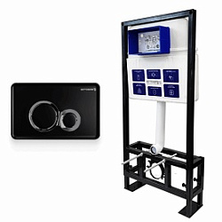 СЕТ Инсталляция Sava Free Standing+клавиша смыва черный матовый/хром глянец. Инсталляция для подвесного унитаза Sava Fix Slim в комплекте с клавишей смыва