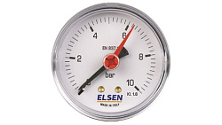 Манометр, ELSEN, Ø-63, 1/4", Н, осевой, PN, бар-0-10. Прибор не внесен в реестр Средств Измерений, не применять согласно ст. 3 102-ФЗ от 26.06.2008