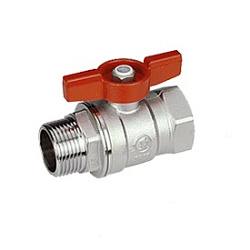 Кран шаровой, Giacomini, R254D, стандартный проход, 1/2", ВН, ручка-бабочка красная, латунь, хромированный
