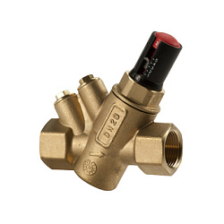 Динамический балансировочный клапан 3/4", со сменным картриджем для поддержания значения расхода. Латунный корпус, подсоединения с внутренней резьбой, гнезда для подключения измерительных штуцеров.Полимерный картридж, съемный, оснащен двойным индикатором