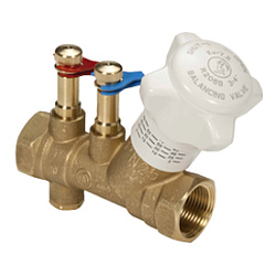 Клапан, Giacomini, R206B, балансировочный статический, DN-15, 1/2", ВВ, PN, бар-25, T°C -110, латунь, с измерительными штуцерами, со сливом