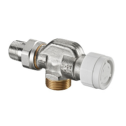 Вентиль, Oventrop, серия AV9, термостатический, осевой, DN-15, 3/4", 1/2", Н ЕК-Н, PN, бар-10, T°C -от +2 до +120, латунь, никелированный, плавная преднастройка