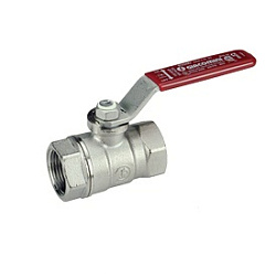 Кран шаровой, Giacomini, R250D, стандартный проход, 2 1/2", ВВ, ручка-рычаг красный, латунь, хромированный