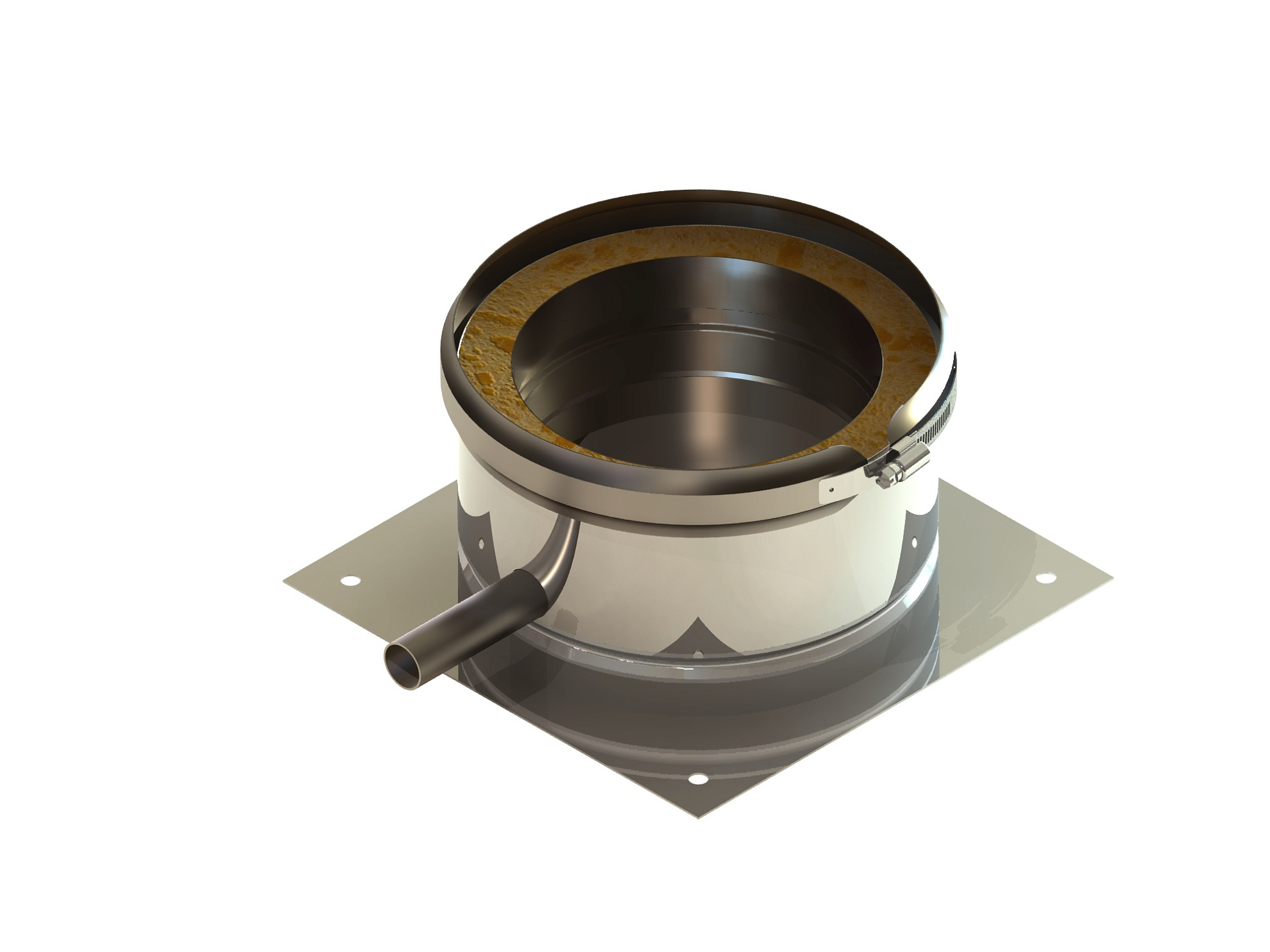 Пластина основания напольная с выпуском конденсата, Jeremias, DW-eco, диаметр, мм-130