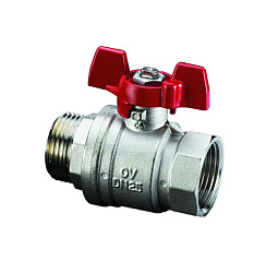 Кран шаровой, Oventrop, Optibal, полнопроходной, DN-10, 3/8", НВ, PN, бар-16, ручка-бабочка, латунь, никелированный