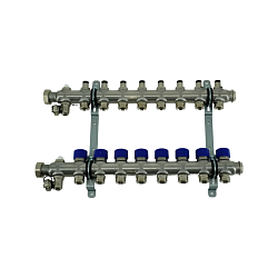 Коллекторная группа, ELSEN, 1", 8 контуров, размер отвода-3/4", PN, бар-4, T°C -от 0 до +70, с вентилями, нержавеющая сталь