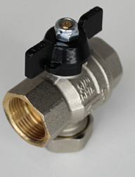 Кран шаровой, ELSEN, с фильтром механической очистки, 1/2", ВВ, PN 30, T°C -от -20 до +100, ручка-бабочка
