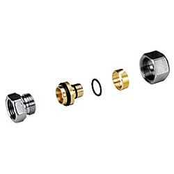 Фитинг прямой, Giacomini, R187F, В, 3/4", 20 x 2, латунь хромированная, для труб GIACOTHERM, GIACOFLEX, многослойных