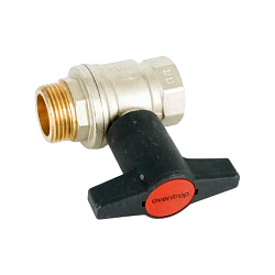 Кран шаровой, Oventrop, Optibal, полнопроходной, DN-25, 1", НВ, PN, бар-16, ручка-пластмассовая, удлинённая антрацит, латунь, никелированный