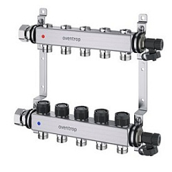 Распределительная гребенка, Oventrop, Multidis SHR, PN 10, 6 х G 3/4, количество контуров-6, выход-3/4" ЕК, нержавеющая сталь, со встроенными регулирующими вставками