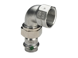 Переходной элемент 90°, Viega, Sanpress inox, с SC-Contur, с переходом на внутреннюю резьбу, с плоским уплотнением, 22 x 3/4", нержавеющая сталь, модель 2355