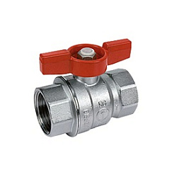 Кран шаровой, Giacomini, R851, полнопроходной, 1/2", ВВ, ручка-бабочка красная, латунь, хромированный