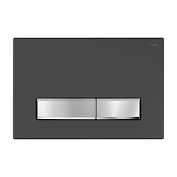 Панель смыва РЕХАУ NOVA LONG 001 с прямоугольными клавишами, пластик, черный, матовый, контур клавиш хром, глянцевый