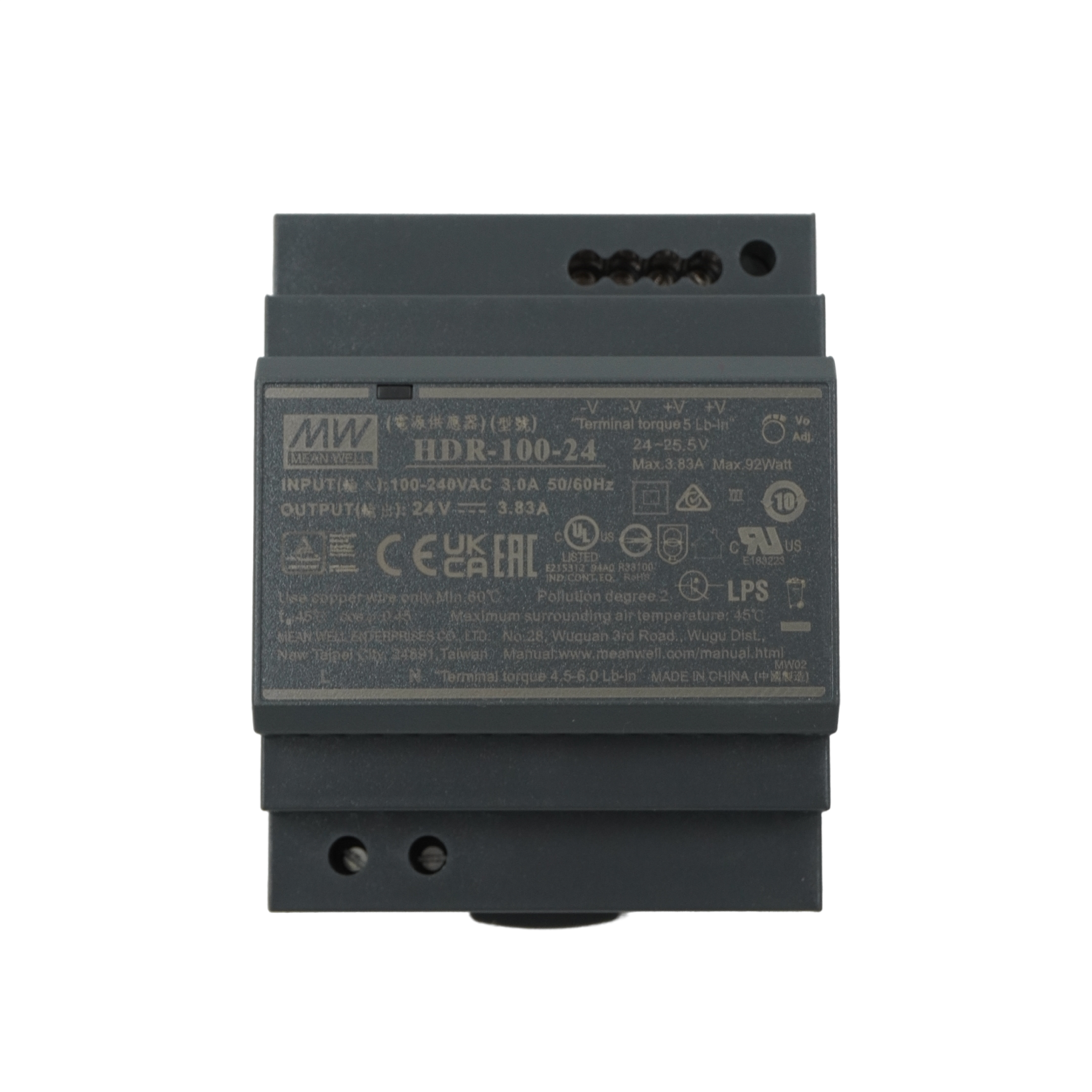 Компактный блок питания  с креплением на DIN–рейку, выходное напряжение 24В, максимальная выходная мощность 100 Вт