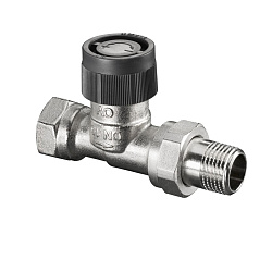 Вентиль, Oventrop, серия A, термостатический, проходной, DN-10, 3/8", 3/8", ВН, PN, бар-10, T°C -от +2 до +120, латунь, никелированный