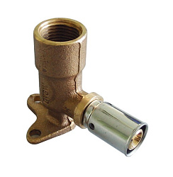 Угольник прессовый, Oventrop, Cofit P, 90°, В, 20 x 2,5 x 1/2", бронза (RX), длинный, с креплением