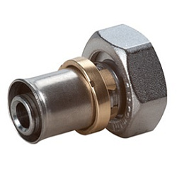 Муфта, Giacomini, RM179E, НГ EK, 3/4", 16 x 2, латунь, никелированная, для труб GIACOTHERM, GIACOFLEX многослойных и полибутиленовых