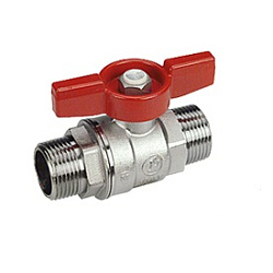 Кран шаровой, Giacomini, R253D, стандартный проход, 3/4", НН, ручка-бабочка красная, латунь, хромированный