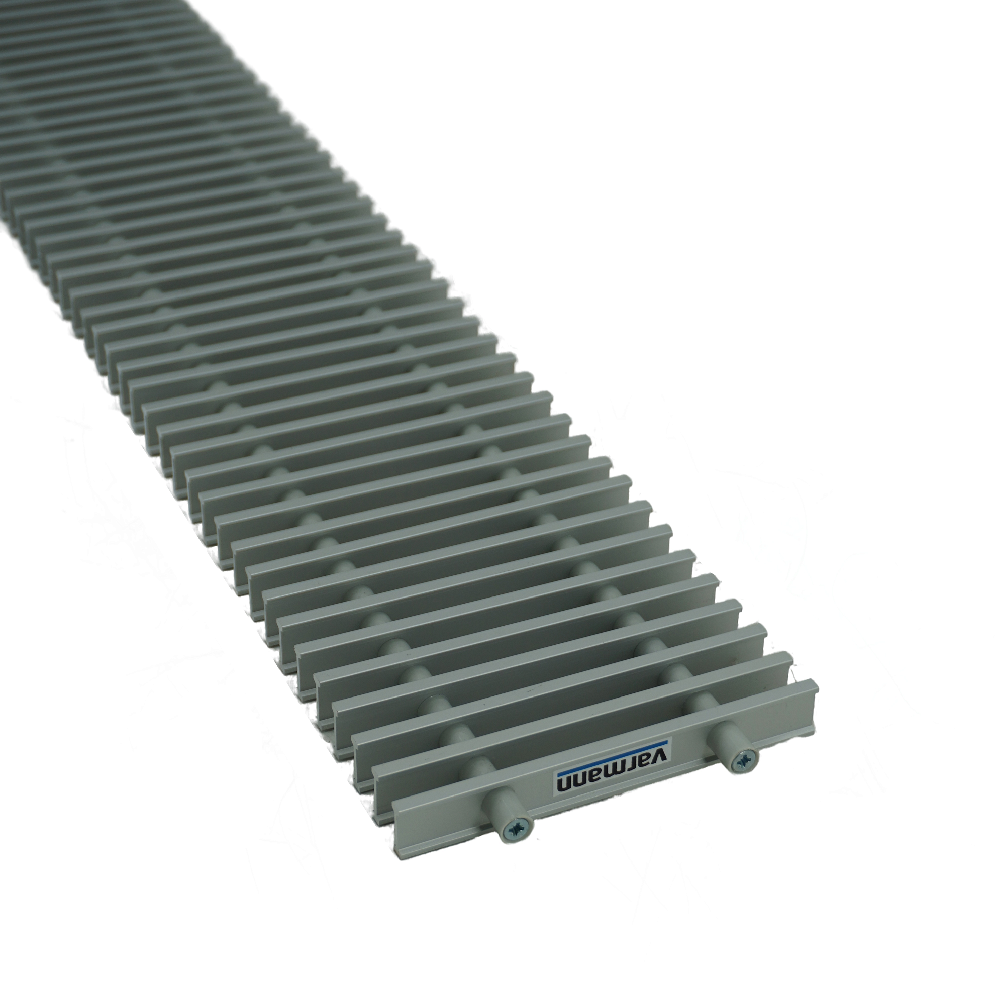 Решетка Varmann декоративная роликовая . Ширина 130мм, длина 2390 мм. Цвет натуральный алюминий. Плюс U бортик отдельно для конвектора шириной 140мм, длиной 2400 мм