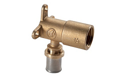 Угольник, Giacomini, RM139, 90°, В, 1/2", 20 x 2, латунь, с кронштейном, для труб GIACOTHERM, GIACOFLEX многослойных и полибутиленовых