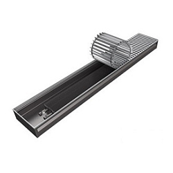 Внутрипольный конвектор KZTO Бриз 200x80x2000 U (8 Ал 12), теплоотдача 728 Вт, U-образный профиль окантовки, подключение концевое универсальное, в комплекте с решеткой из алюминиевого профиля с бесцветным анодированием шириной ламелей 8 мм, расстоянием ме