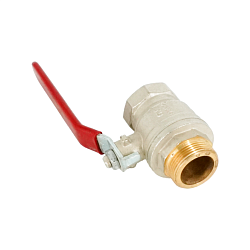 Кран шаровой, Oventrop, Optibal, полнопроходной, DN-32, 1 1/4", НВ, PN, бар-16, ручка-рычаг из оцинкованной стали, латунь, никелированный