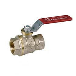 Кран шаровой, Giacomini, R910, полнопроходной, DADO, 1 1/4", ВВ, ручка-рычаг красный, латунь, никелированный
