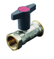 Кран шаровой, Oventrop, Optibal P, для обвязки насоса, DN-32, 1 1/4", 1 1/2", ВНГ, PN, бар-10, латунь, никелированный, с обратным клапаном, устанавливается перед насосом, T°C -120