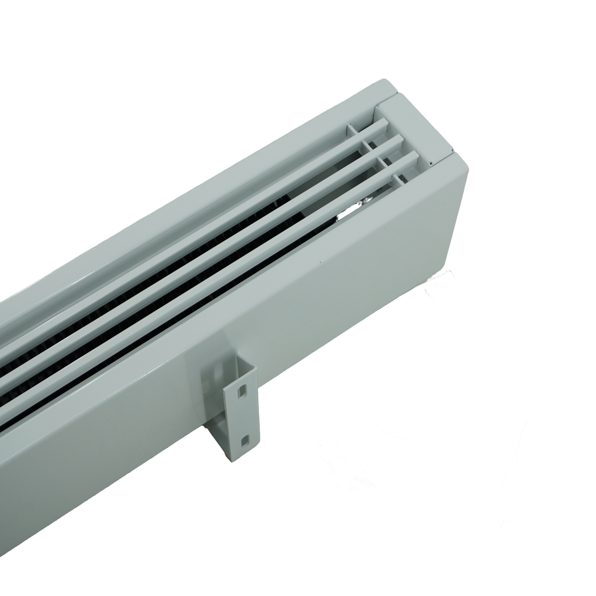 Конвектор Varmann MiniKon MKWV 85.130.2600 RAL9016, глубиной 85 мм, высотой 130 мм, длиной 2600 мм, серия "Комфорт" с алюминиевой решеткой, настенного монтажа, Подключение снизу со встроенным вентилем, теплопроизводительность при температуре теплоносителя
