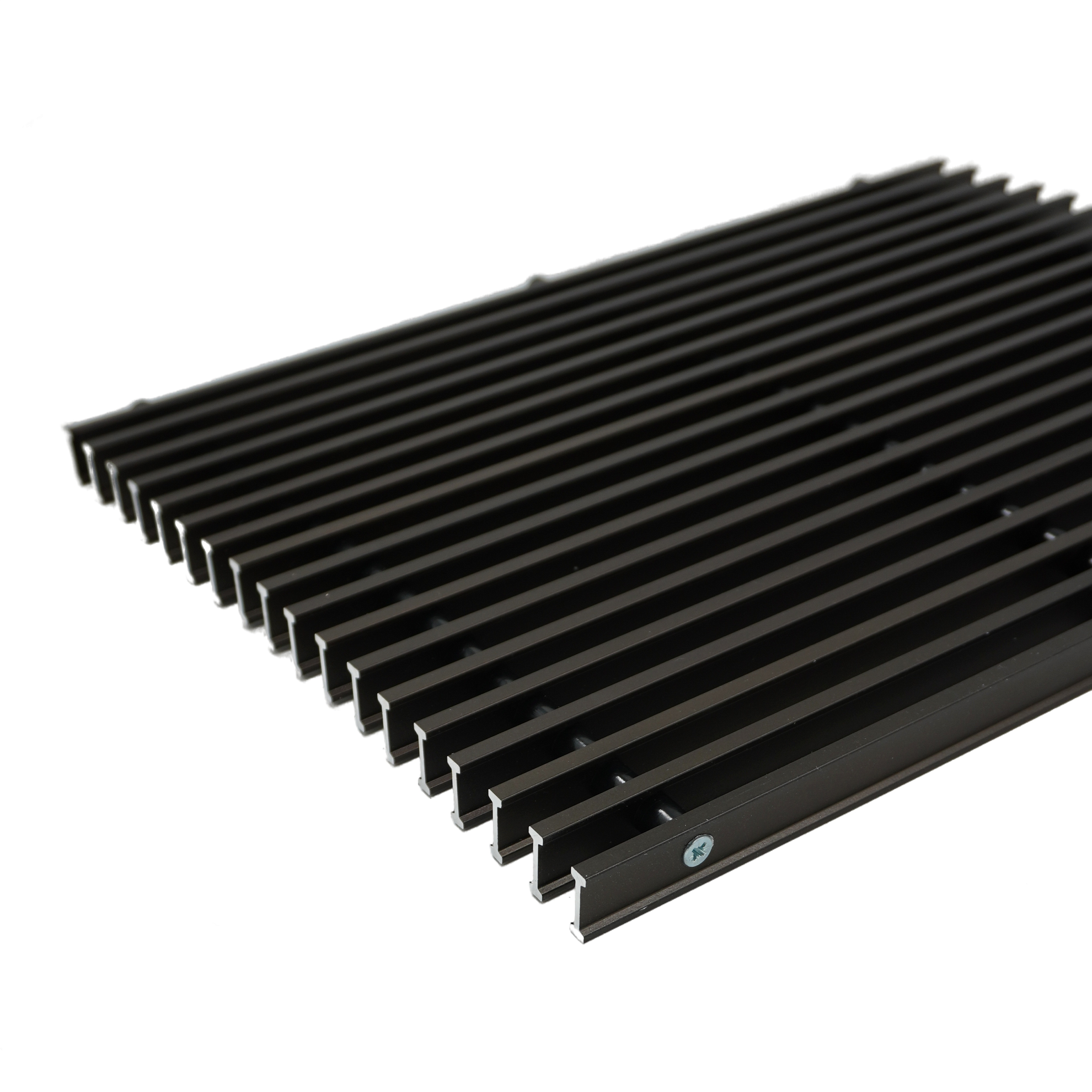 Декоративная роликовая решетка Varmann VRO 360.270 RR C34, шириной 360 мм, длиной 270 мм, анодированная в цвет тёмной бронзы, профиль решетки двухтаврового сечения. Масса нетто - 1.0 кг.