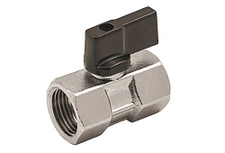 Кран шаровой, ELSEN, MINI, полнопроходной, прямой, 1/2", 1/2", ВВ, PN, бар-40, T°C -от -20 до +150, ручка-бабочка, латунь