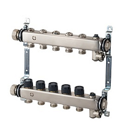 Распределительная гребенка, Oventrop, Multidis SHR, PN 10, 10 х G 3/4, количество контуров-10, выход-3/4" ЕК, нержавеющая сталь, со встроенными регулирующими вставками