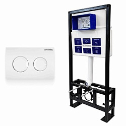 СЕТ Инсталляция Sava Free Standing+клавиша смыва белый глянец круг.  Инсталляция для подвесного унитаза Sava Fix Slim в комплекте с клавишей смыва