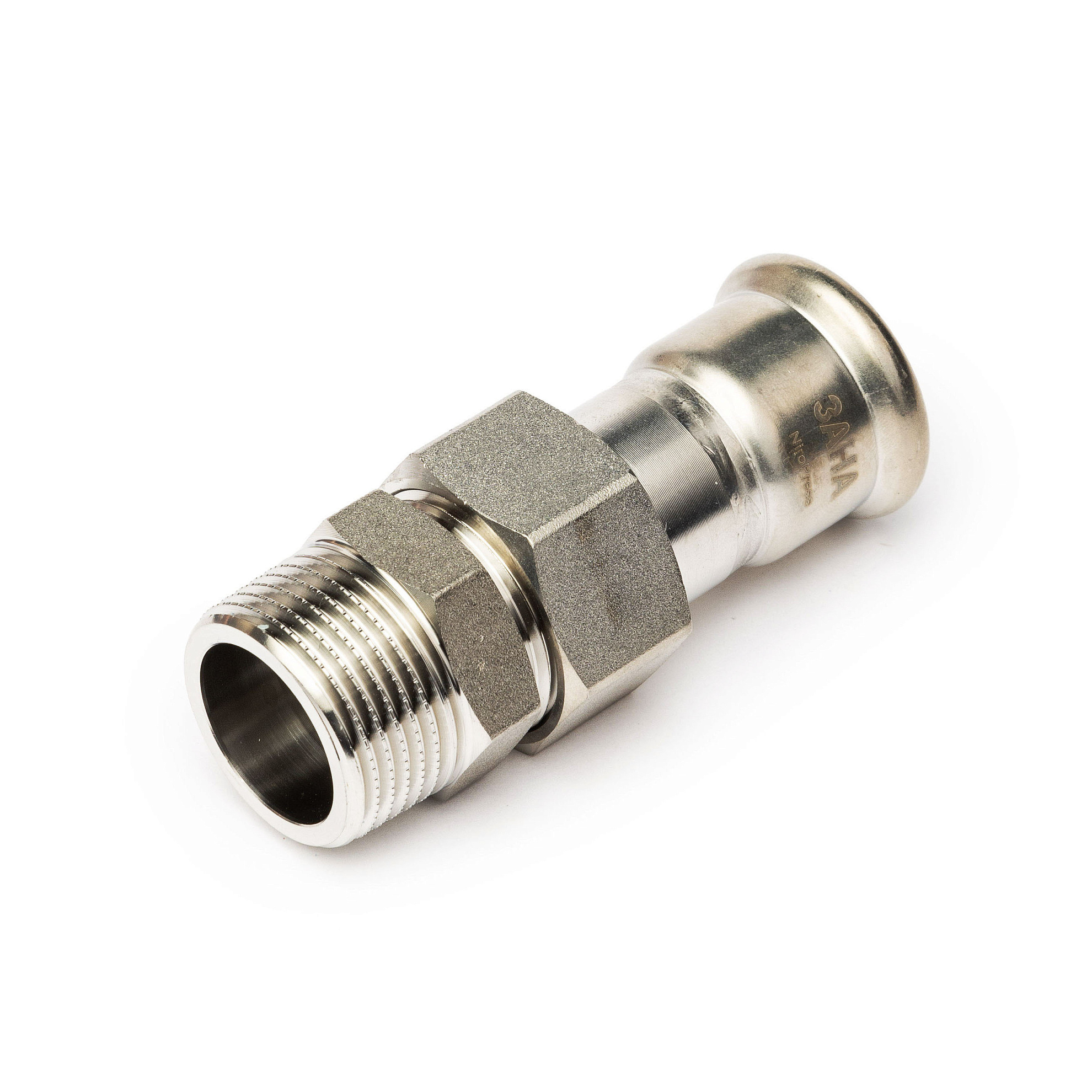 Соединение резьбовое разъемное ЗАНА (SANHA) NiroPress AISI 304L  ВПр-НР, плоское уплотнение, гайка нержавеющая сталь, Dn 42x11/2