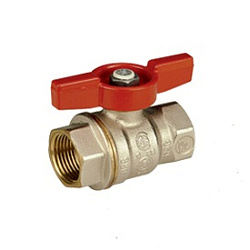 Кран шаровой, Giacomini, R911, полнопроходной, DADO, 3/4", ВВ, ручка-бабочка красная, латунь, никелированный