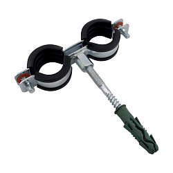 Хомут двойной, Конкреп, М8/M10 20-23мм 1/2" + винт-шуруп 8х80мм + дюбель с EPDM