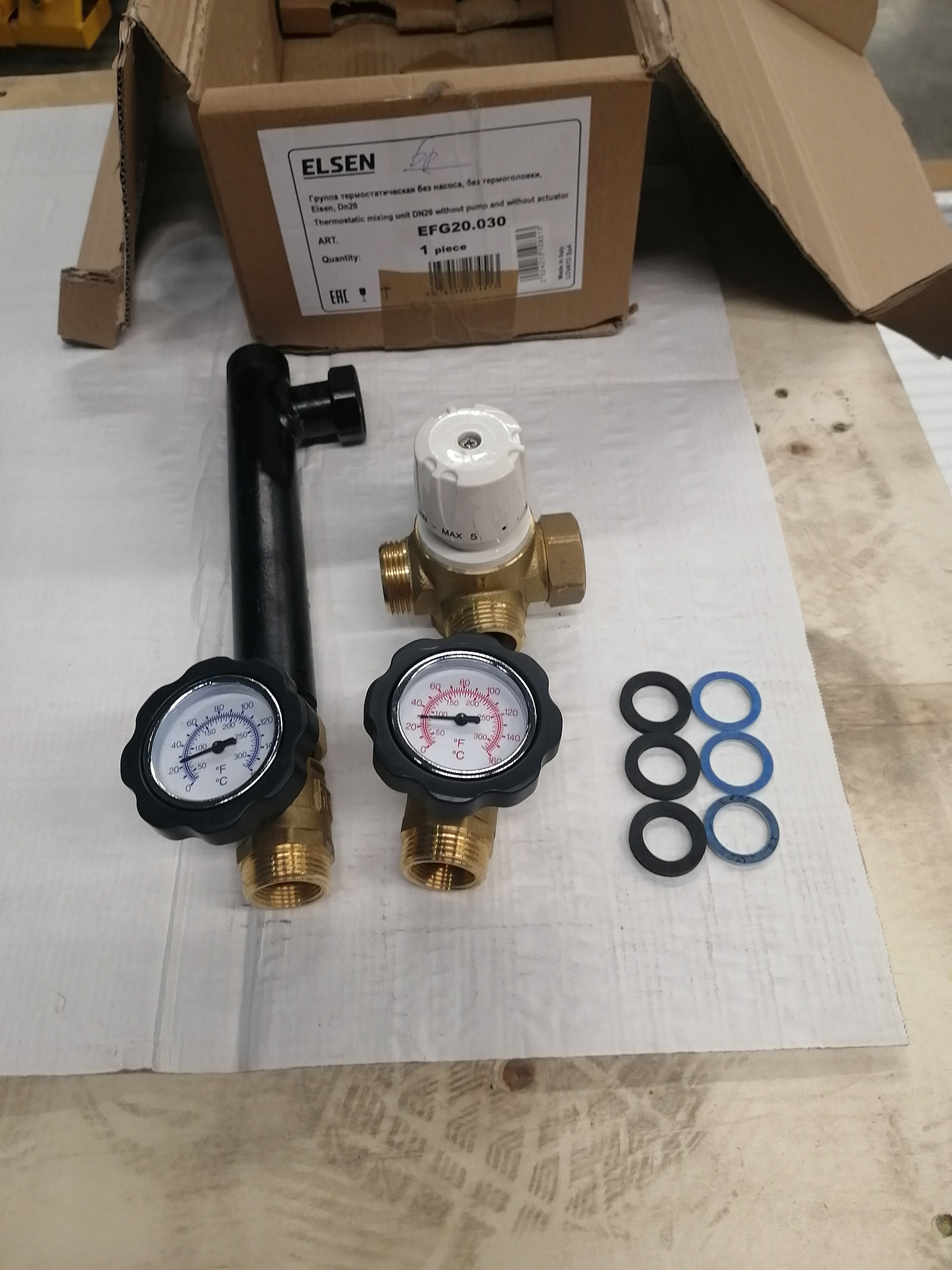 [УЦЕНКА] Насосная группа, ELSEN, смесительная, DN 20, без насоса, с трехходовым термостатическим клапаном 25-55°C
